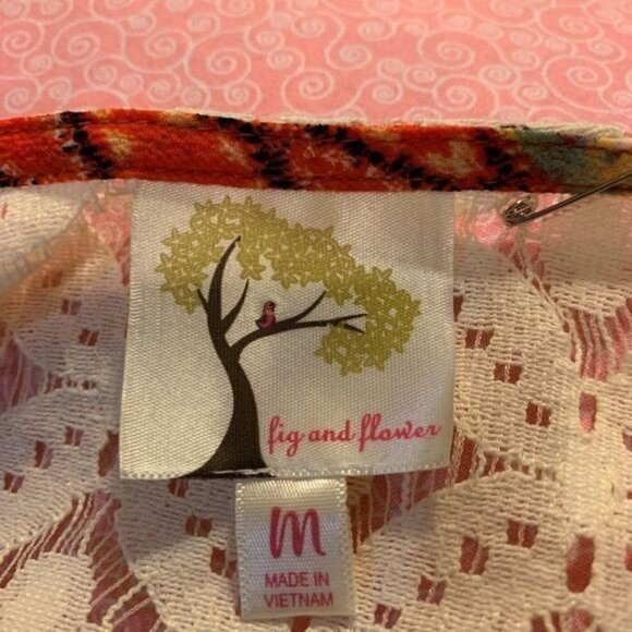 Anthropologie Fig and Flower Womens Top Medium Boho Peasant Bell Sleeves Lace - Picture 10 of 12